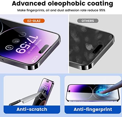 אז-גלז [4 + 2 מארז אייפון 14 פרו מקס 6.7 מגן מסך זכוכית מחוסמת עם ערכת יישור אוטומטית ומגן עדשות